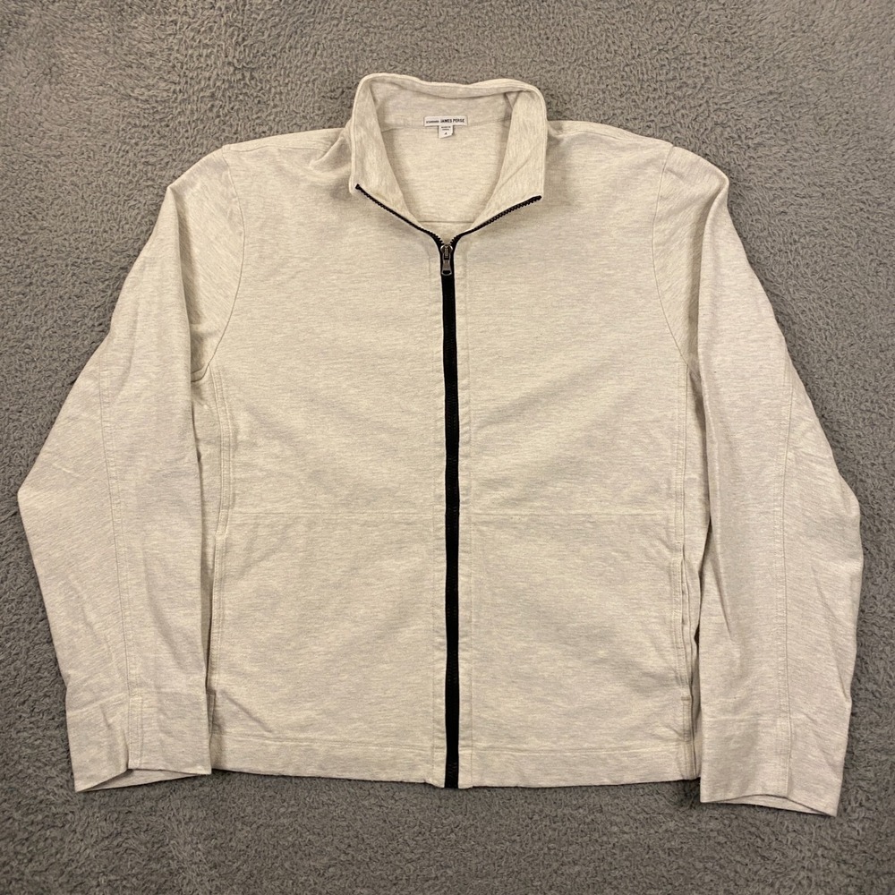 James Perse Track Jacket Mens XL Full‎ Zip Knit Sweatshirt Pockets Gray